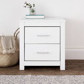 Pair of Essentials 2 Drawer White Bedside Tables