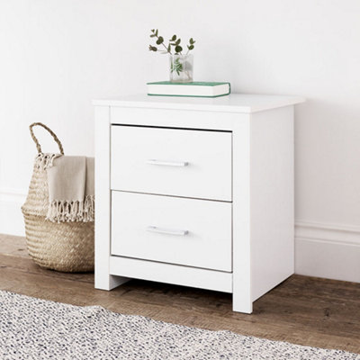 Pair of Essentials 2 Drawer White Bedside Tables