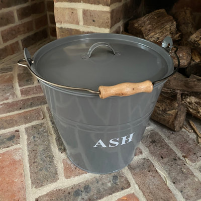 Pair Of Fireside Ash Buckets In French Grey