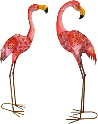 Pair of Flamingo Solar Light Garden Ornaments DIY at B Q