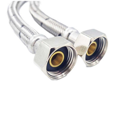 Pair Of Flexible Hose Pipe Connectors Tails 1/2" x 15mm Compression 300mm WRAS - 3