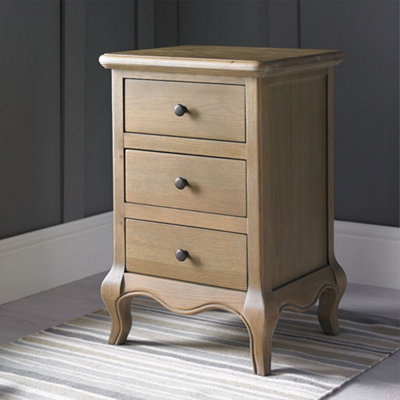 Pair of French Style Loire 3 Drawer Oak Bedside Tables