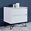 Pair of Fusion 2 Drawer White Bedside Tables With Black Feet
