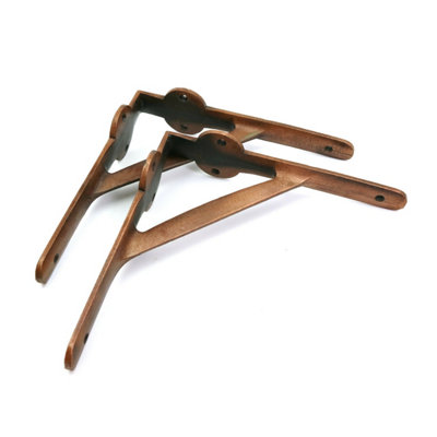 Pair of Gallows Shelf Brackets Antique Cast Iron with a Copper Finish (8.25" x 8.25" / 210mm x 210mm)