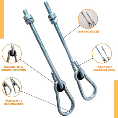 GAMKII M10 Stainless Steel Pad Eye Hooks - Heavy Duty Hammock Hanging Kit, Rust Resistant