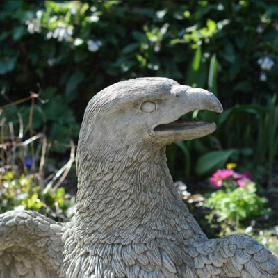 Pair of Giant Eagles Stone Garden Statues