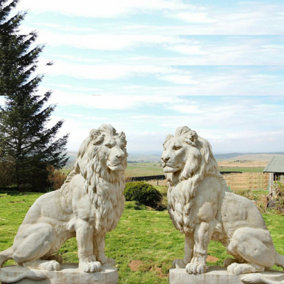 Pair of Giant White Porto Lions