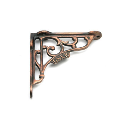 Pair of GNER Shelf Brackets Antique Cast Iron with a Copper Finish - 130mm x 130mm