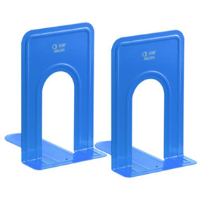 Pair of Heavy Duty Metal Bookend Anti Slip Book End Stand Support Office School - Blue
