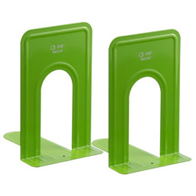 Pair of Heavy Duty Metal Bookend Anti Slip Book End Stand Support Office School - Green