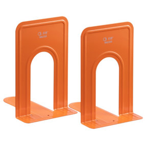 Pair of Heavy Duty Metal Bookend Anti Slip Book End Stand Support Office School - Orange