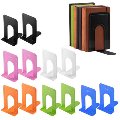 Pair of Heavy Duty Metal Bookend Anti Slip Book End Stand Support ...