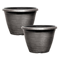 Pair of Helix Silver Planters 13'' Containers For Growing Plants