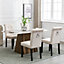 Pair of High Back Velvet Tufted Kitchen Dining Chairs with Pull Knocker Ring Back Office Chairs Beige Cream