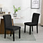 Pair of High Back Velvet Upholstered Kitchen Dining Chairs with Pull Knocker Ring Back Office Chairs Black