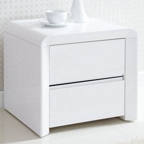 Pair of Ice High Gloss 3 Drawer White Bedside Tables