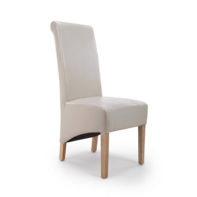 Ivory leather store dining room chairs