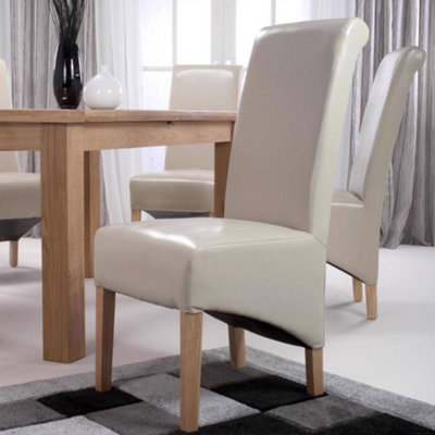 Ivory leather deals dining room chairs