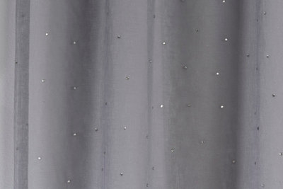 Pair of Jewel Grey Voile Panels with Sparkle Pattern and Rod Pocket Header 229 CMS
