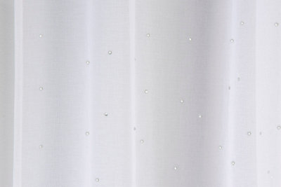 Pair of Jewel White Voile Panels with Sparkle Pattern and Rod Pocket Header 183 CMS