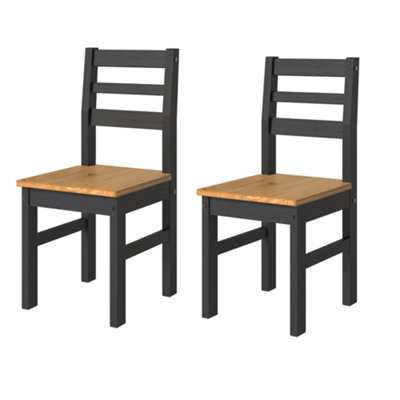 PAIR of ladder back chair Linea pine black waxed pine