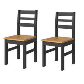 PAIR of ladder back chair Linea pine black waxed pine