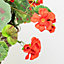 Pair of Large Artificial Geranium Flowers Rattan Hanging Basket Decoration Red 30cm
