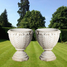 Pair of Large Roman  White Stone Vases