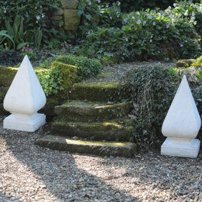 Pair of Large Stone Cast Pyramid Finials