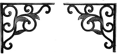 Pair of Large Victorian Cast Iron Wall Shelf Brackets Supports Heavy Duty