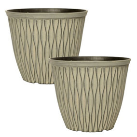 Pair of Laval Planters in Ebony Grey 20cm Containers For Growing Plants