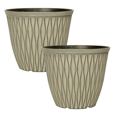 Pair of Laval Planters in Ebony Grey 26cm Containers For Growing Plants