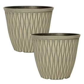 Pair of Laval Planters in Ebony Grey 26cm Containers For Growing Plants