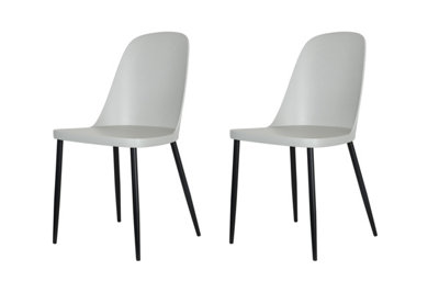 PAIR of Light Grey Aspen plastic duo chairs with black metal legs