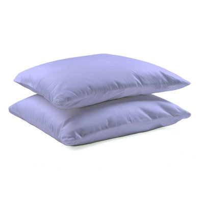 Pair of Lilac Pillowcases - Peach Skin Microfibre Polyester - Soft Touch Easy Care Pillow Covers