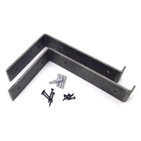 Pair of Lipped Scaffold Board Shelf Brackets Cast Iron (6" x 9")
