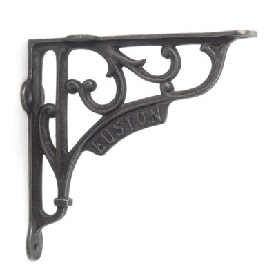 Pair of London Euston Shelf Brackets Antique Cast Iron 150mm x 150mm / 6