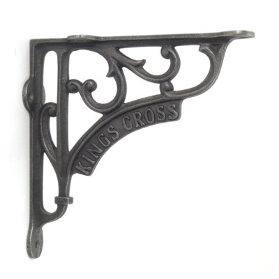 Pair of London Kings Cross Shelf Brackets Antique Cast Iron 150mm x 150mm / 6" x 6" - 3