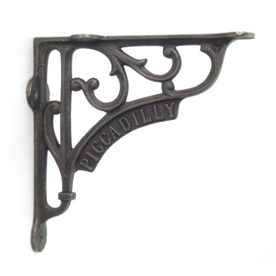 Pair of London Piccadilly Shelf Brackets Antique Cast Iron 150mm x 150mm / 6" x 6" - 3