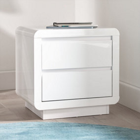 Pair of Marlow White High Gloss 2 Drawer Bedside Tables