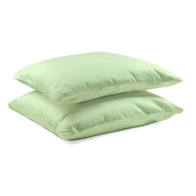 Pair of Mint Green Pillowcases - Peach Skin Microfibre Polyester - Soft Touch Easy Care Pillow Covers