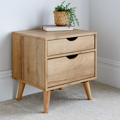 Pair of Molle 2 Drawer Oak Finish Bedside Tables