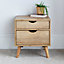 Pair of Molle 2 Drawer Oak Finish Bedside Tables