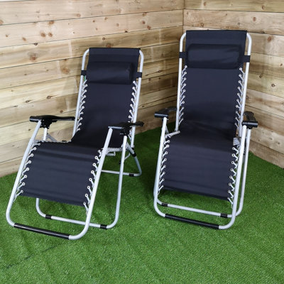 Pair of Multi Position Garden Gravity Relaxer Chair Sun Lounger