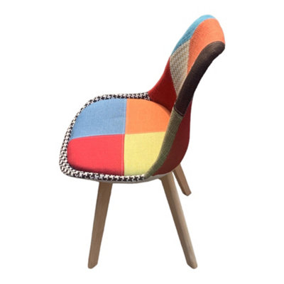 Pair of Multicoloured Dining Chair Patchwork Dining Chair