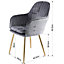 Pair of Muse Accent Chairs in Velvet Upholstery - Grey/Gold