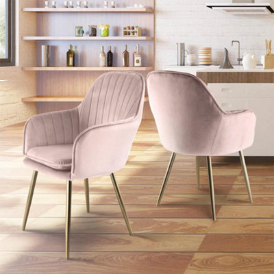 Pair of Muse Accent Chairs in Velvet Upholstery - Silver Pink