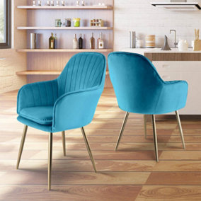 Pair of Muse Accent Chairs in Velvet Upholstery - Teal