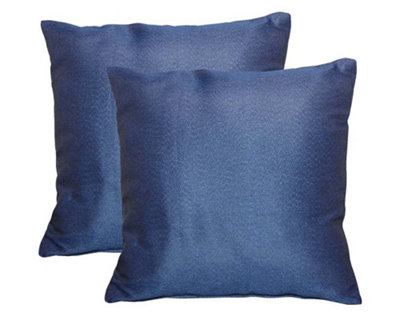 Pair of Outdoor Garden Sofa Chair Furniture Scatter Cushions - Blue Plain