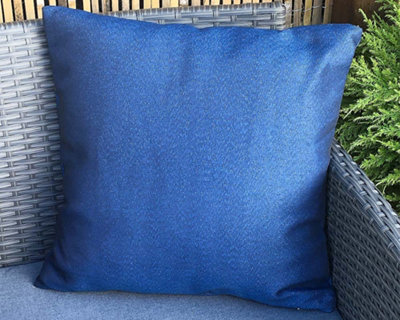 Pair of Outdoor Garden Sofa Chair Furniture Scatter Cushions - Blue Plain